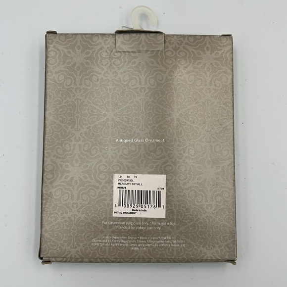 Antiqued Mercury Glass Initial L Christmas ornament St. Nicholas Square NIB - Picture 2 of 6